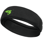 Soft black protective headband with green shark logo, designed for sports and high-risk activities, providing an extra layer of impact protection during physical activities.