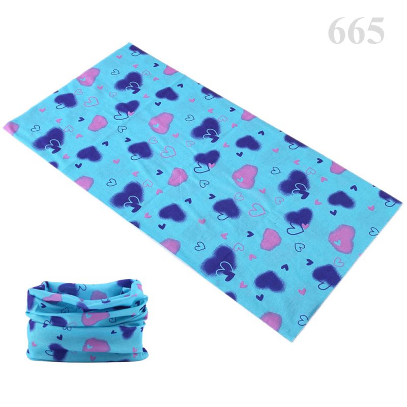 Soft blue headband with pink and navy heart patterns, made of comfortable, stretchy fabric for sports and outdoor activities. Perfect for added head protection during high-risk activities.
